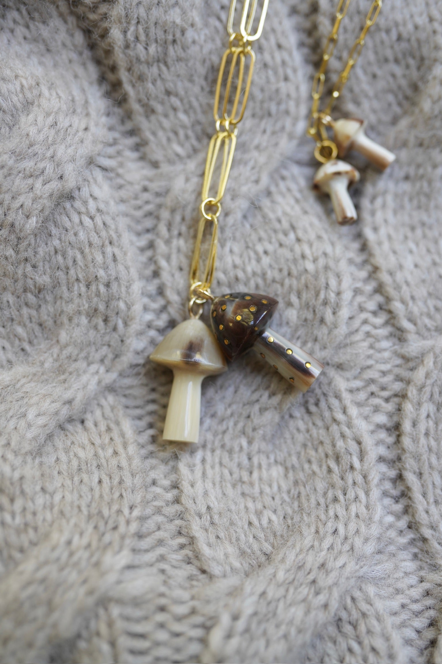 Mushroom Dark Horn and Brass Charm