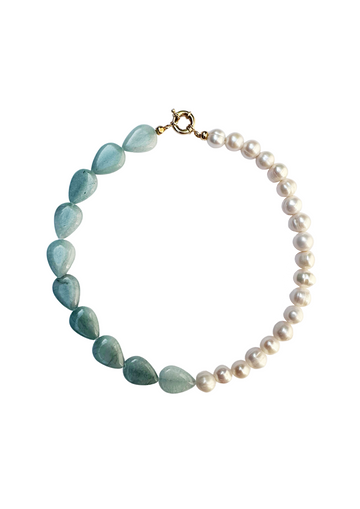 Limited Edition: Freshwater Pearl & Blue Teardrop Necklace