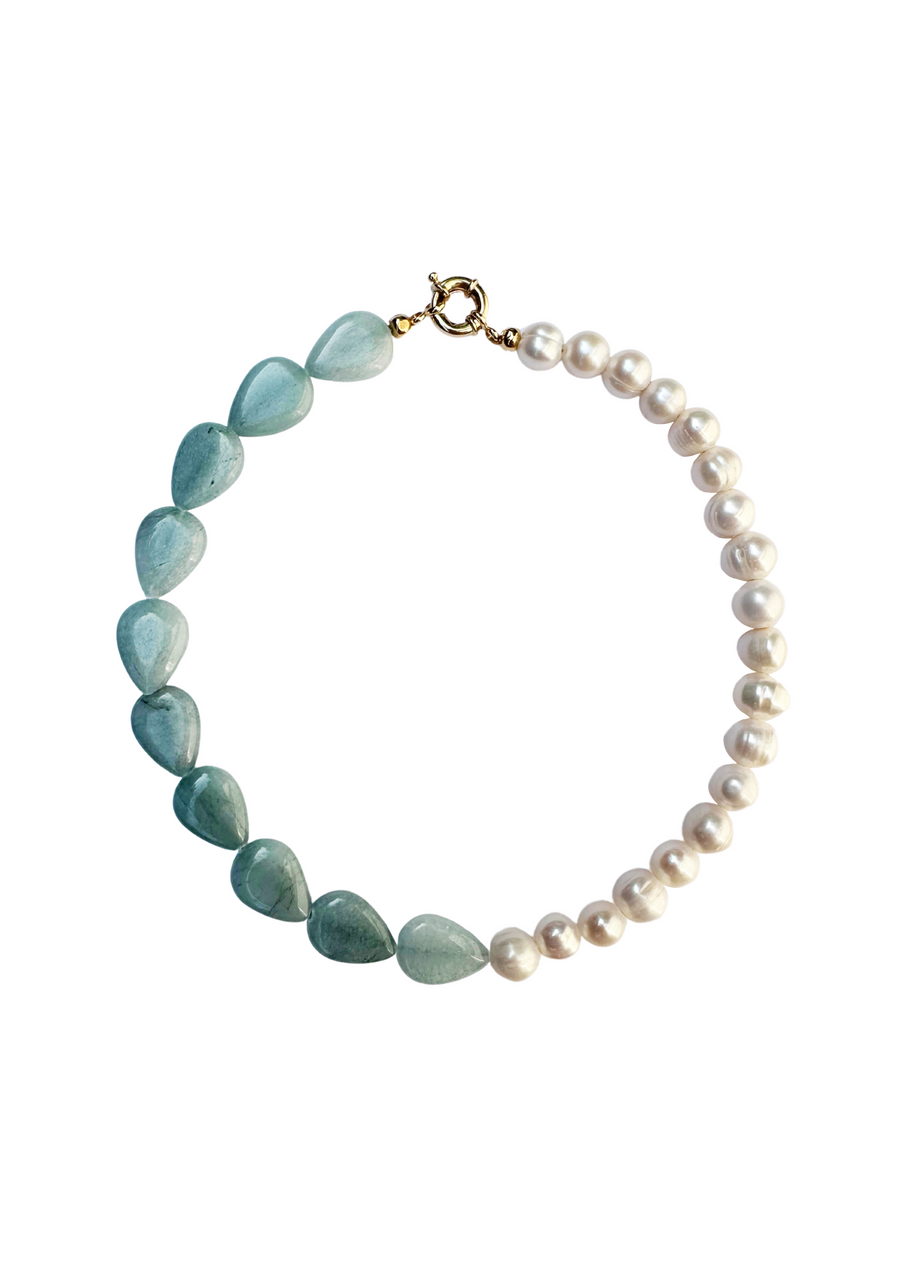 Limited Edition: Freshwater Pearl & Blue Teardrop Necklace