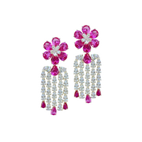 Magenta Flower + Embellished Tassels
