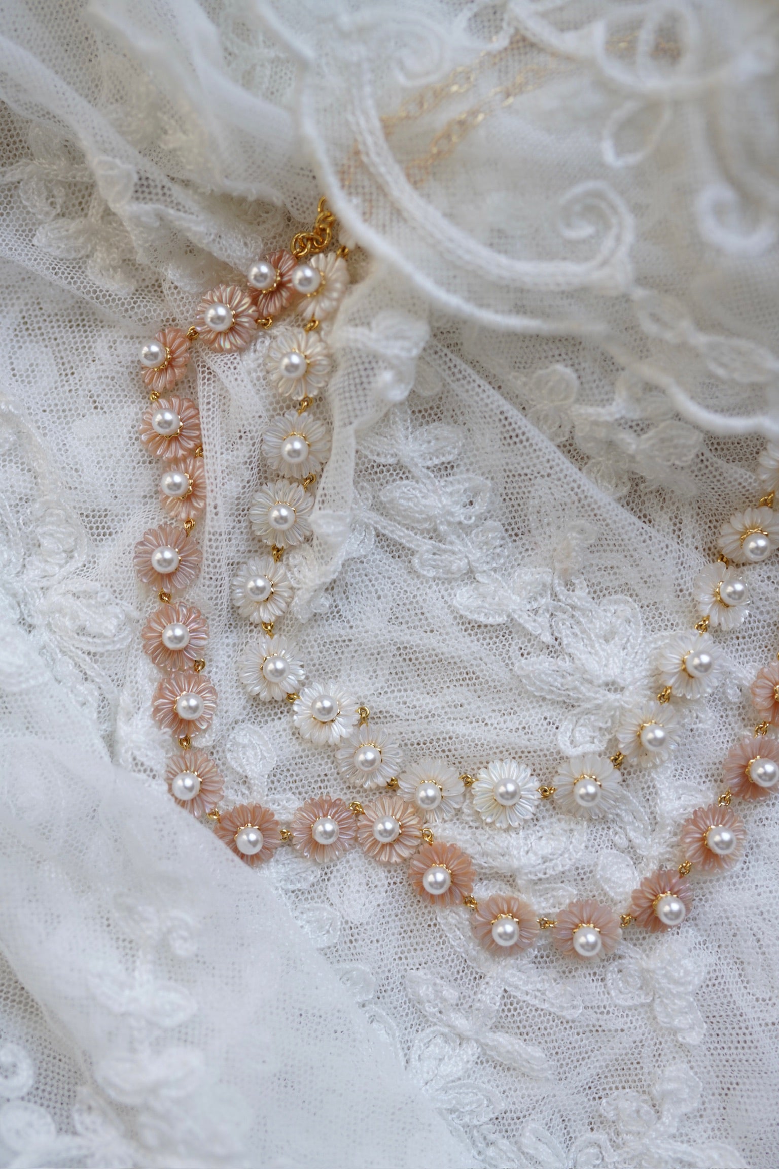 Petal Mother of Pearl Wildflower Necklace