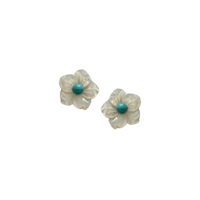 Petite Mother of Pearl and Turquoise Studs