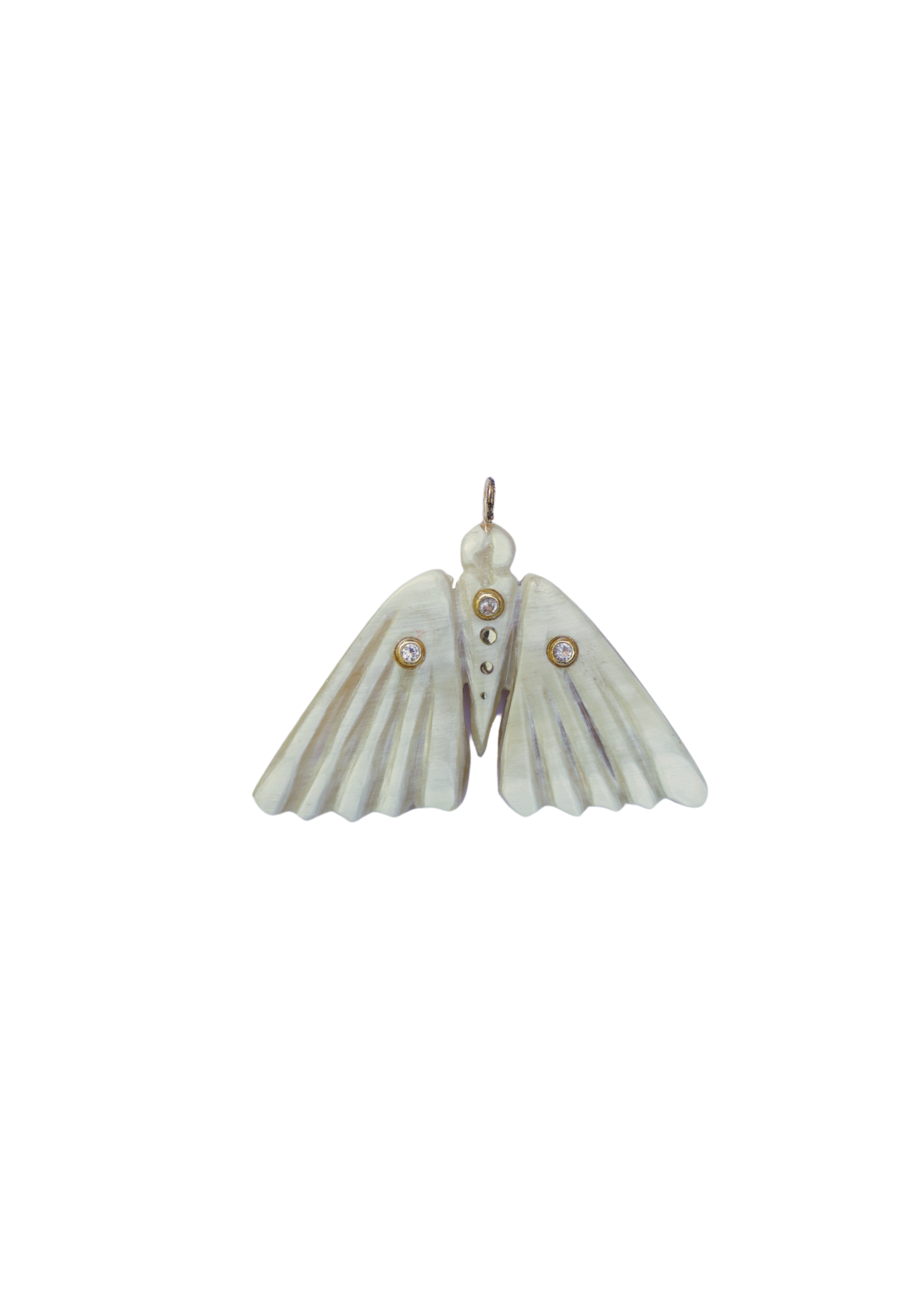 Shell-shaped dragonfly earrings with gold accents on a white background