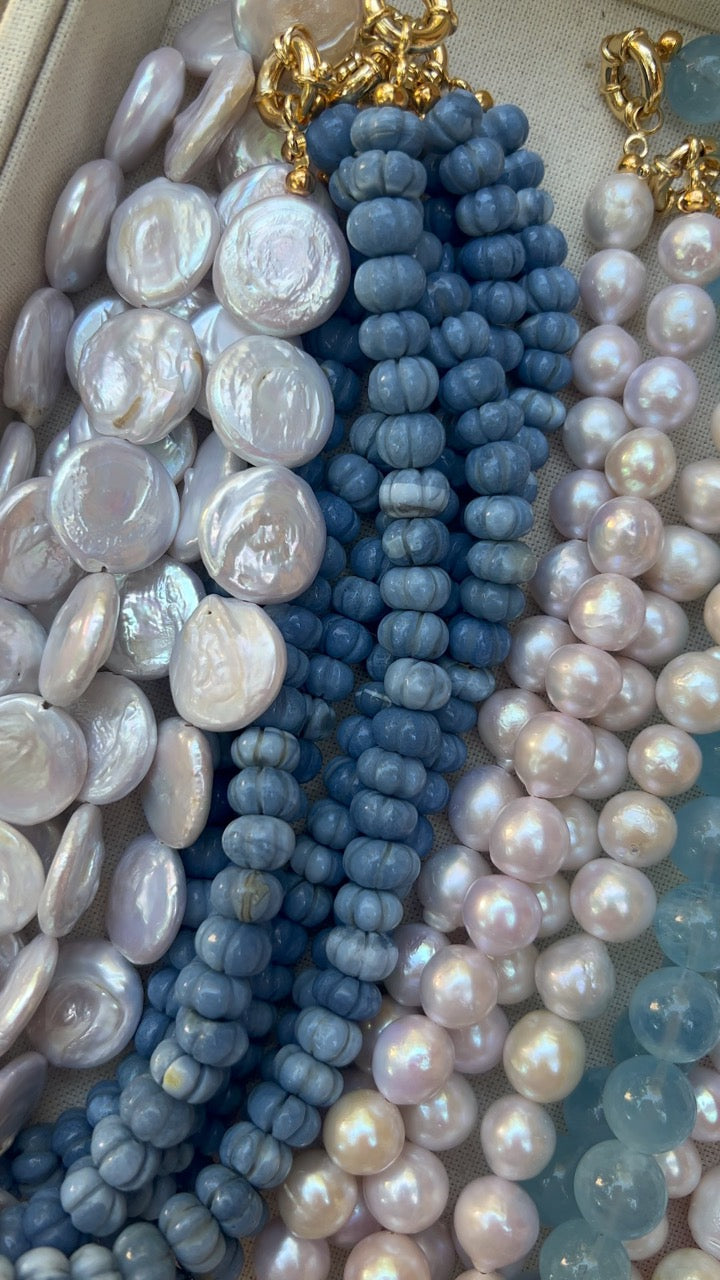 Limited Edition: Denim Opal & Freshwater Coin Pearl Necklace