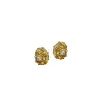 Golden Embellished & Pearly Seashell Studs