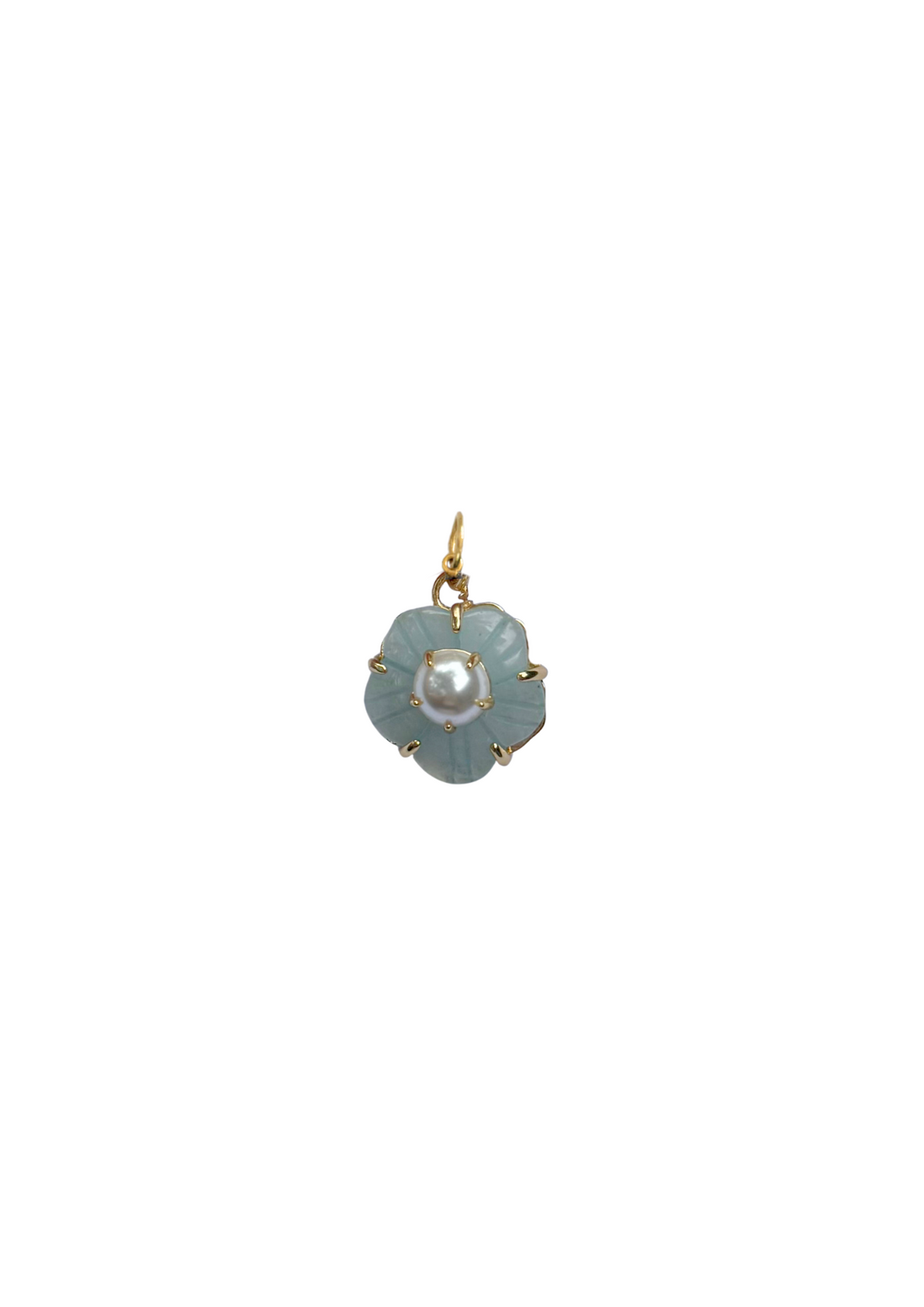 Aquamarine Flower and Pearl Charm