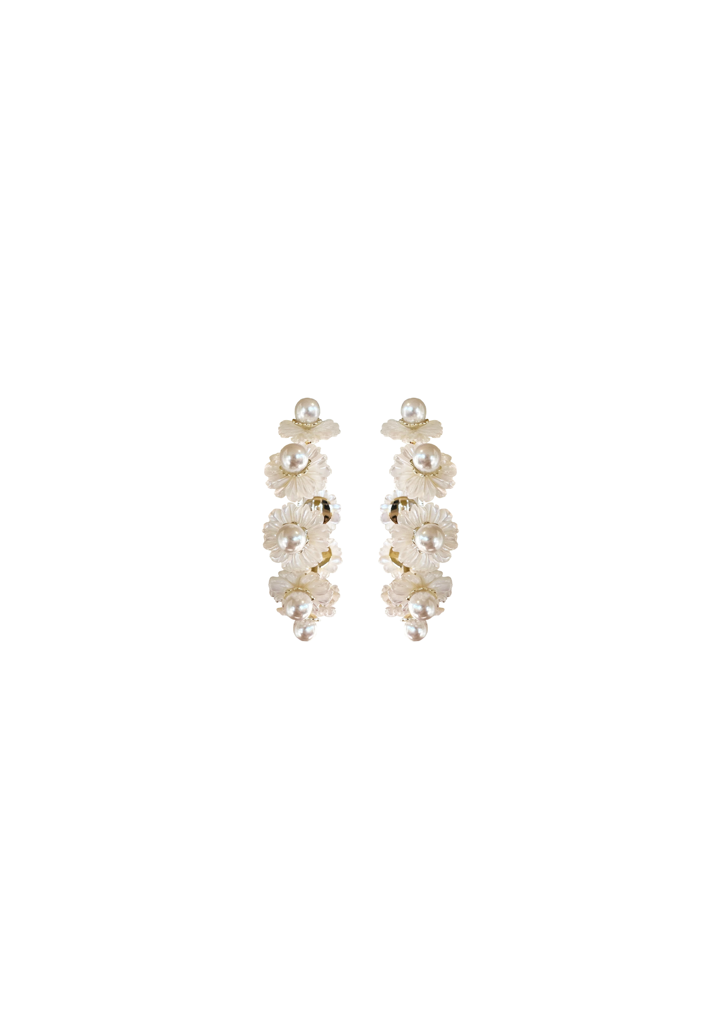 petite mother of pearl wildflower hoops – Nicola Bathie