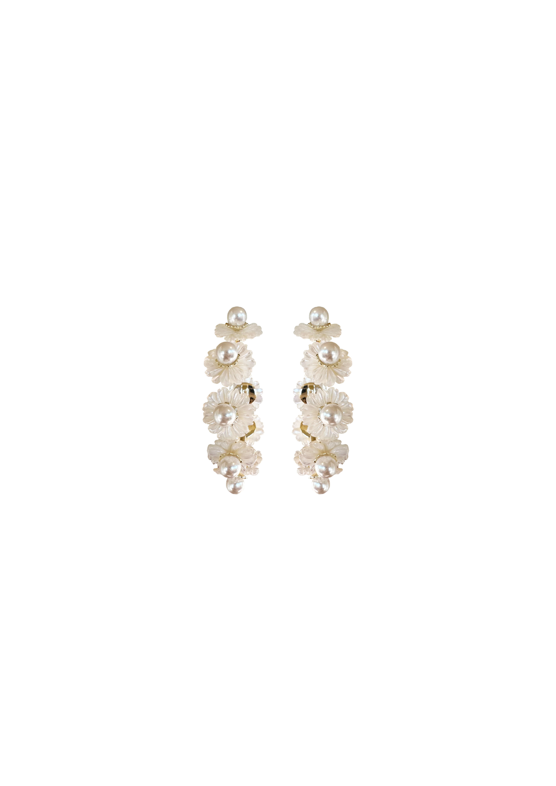 petite mother of pearl wildflower hoops