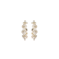 petite mother of pearl wildflower hoops