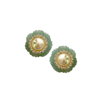 Grand Jade Quartz and Pearly Studs
