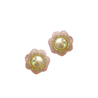 Grand Rose Quartz and Pearly Studs