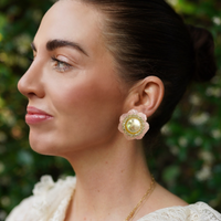 Grand Rose Quartz and Pearly Studs