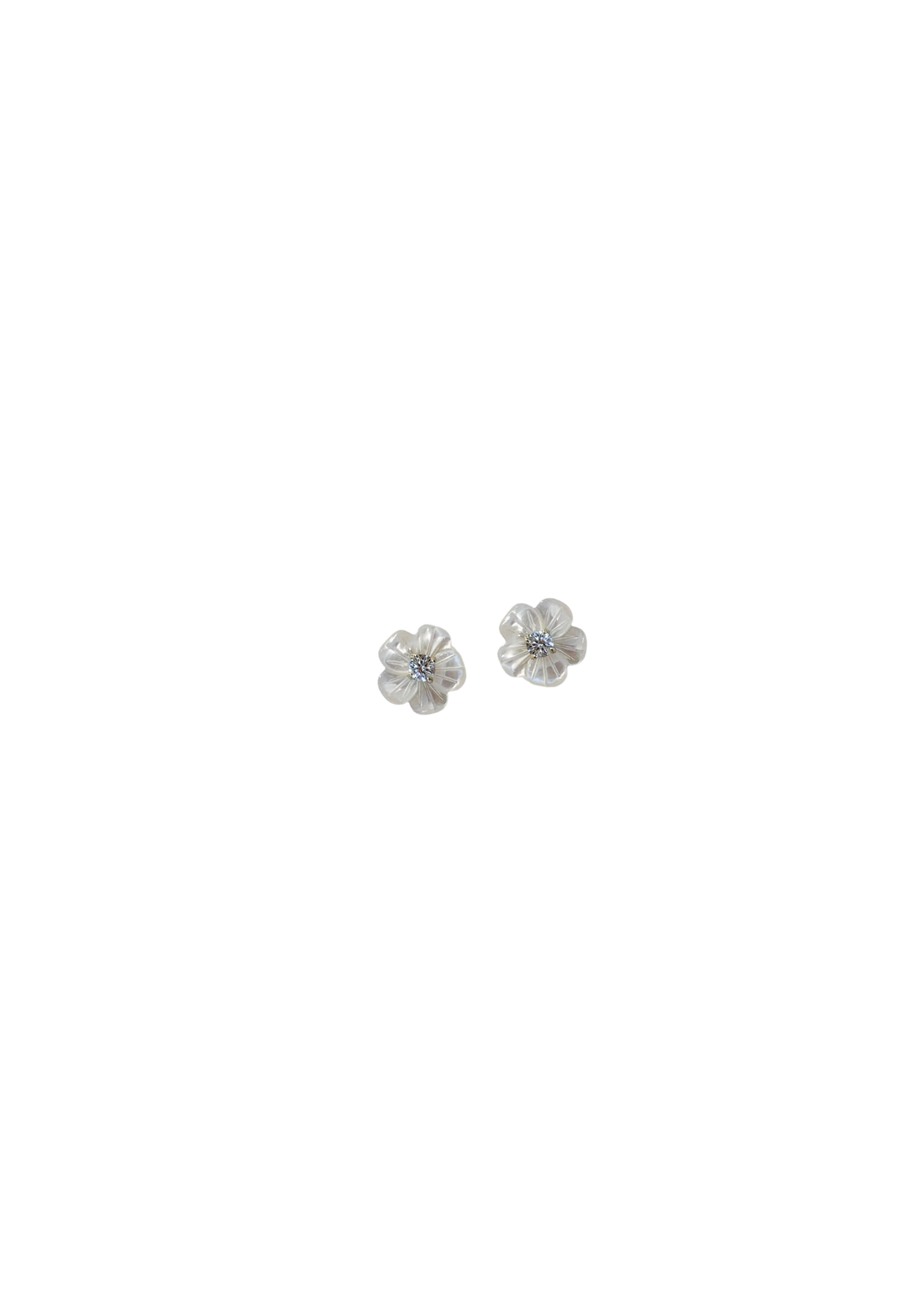 Mother of Pearl Chinoiserie Blossom Flower Stud