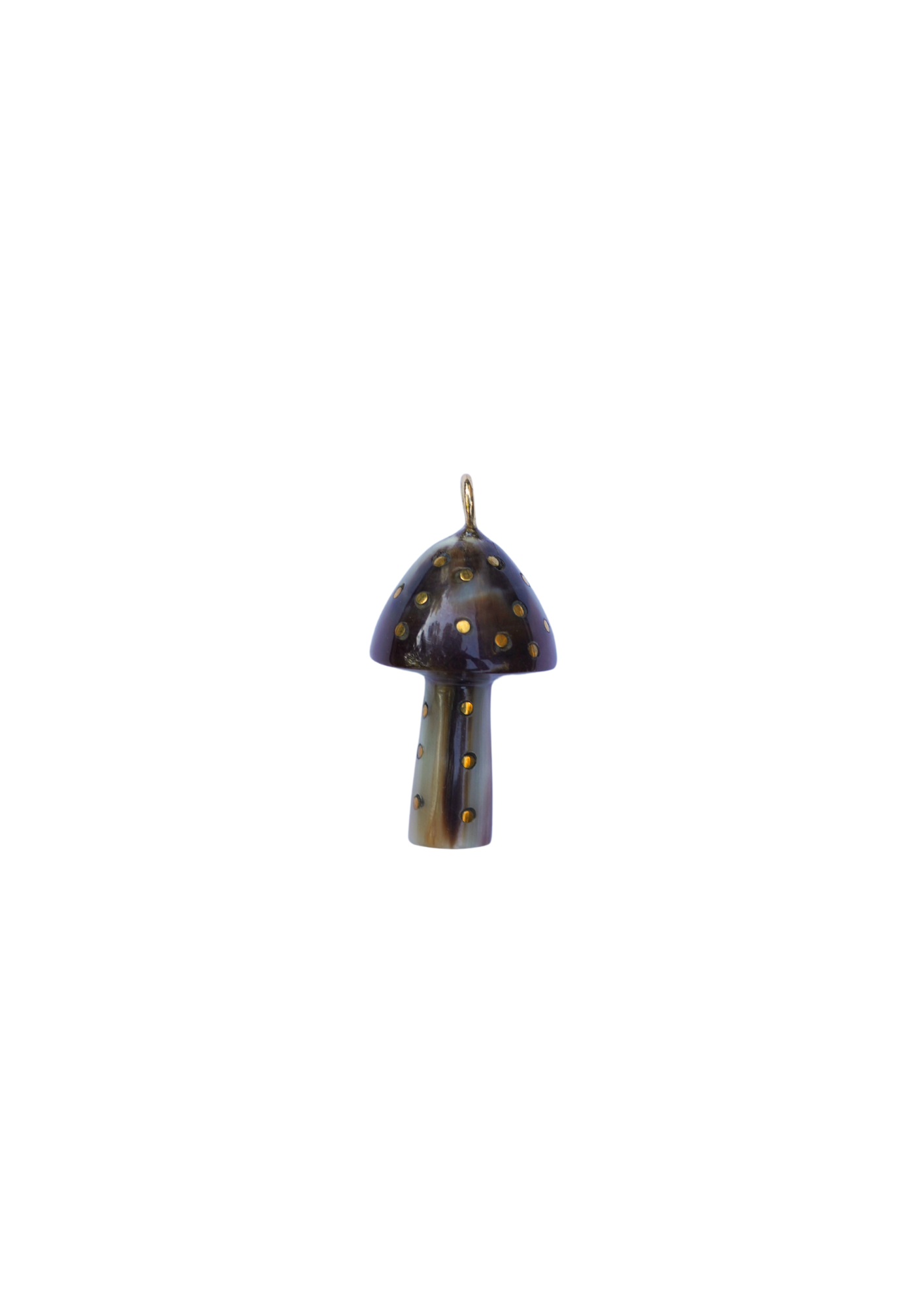 Decorative dark mushroom with gold embellishment necklace charm