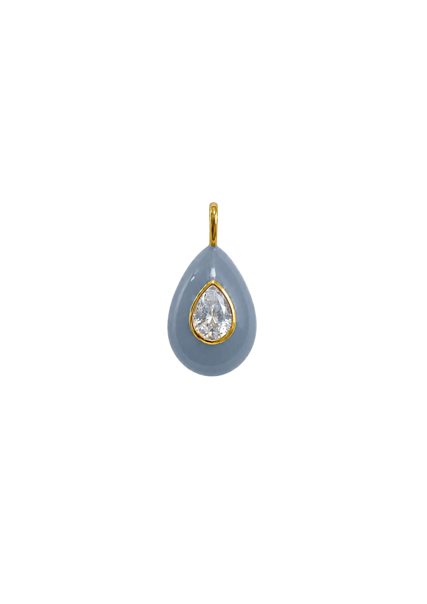 Parisian Blue Enamel Teardrop Bezel Charm