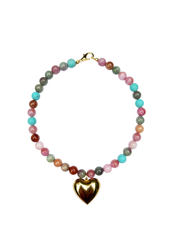 Limited Edition: Multicolored Bead and Heart Pendant Necklace