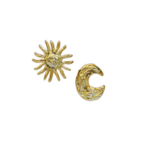 Abstract Golden Sun & Moon Studs