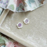 Petite Mother of Pearl and Amethyst Studs