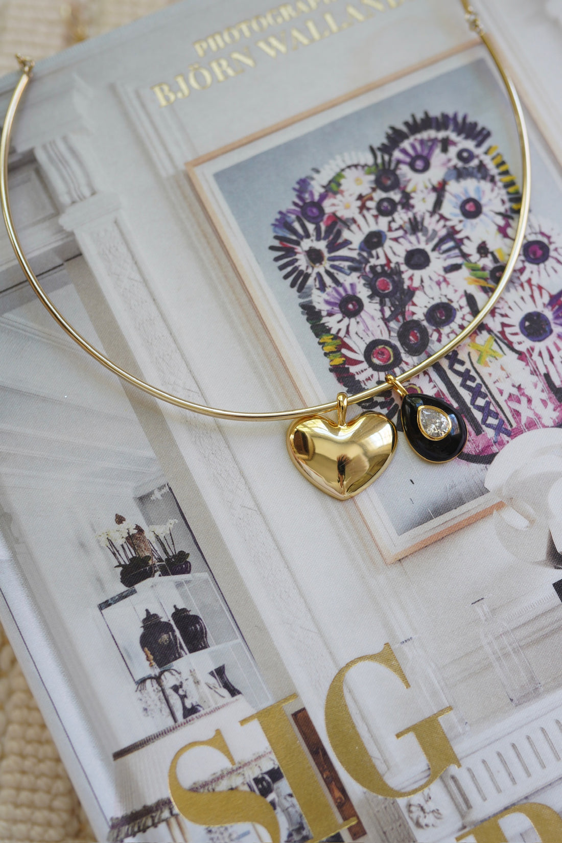 Pre Order: Noir Enamel Teardrop Bezel Charm