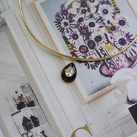 Pre Order: Noir Enamel Teardrop Bezel Charm