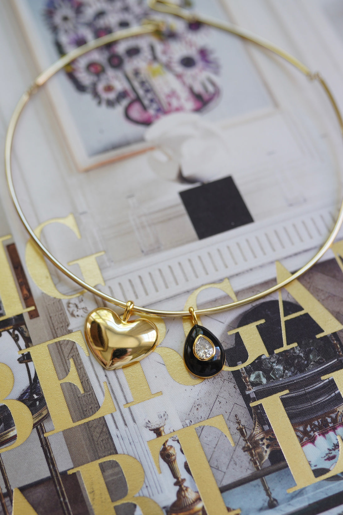Pre Order: Noir Enamel Teardrop Bezel Charm
