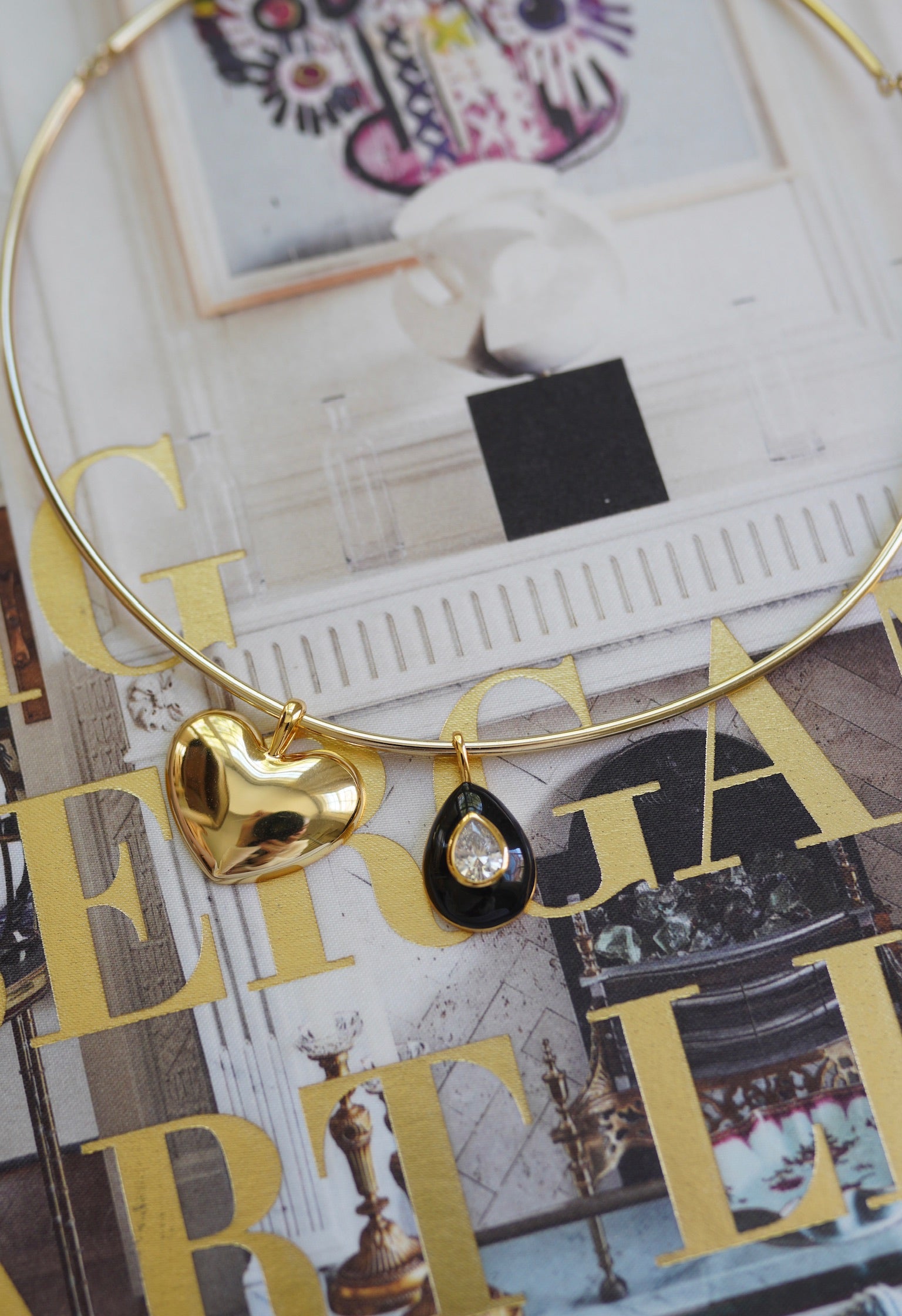 Noir Enamel Teardrop Bezel Charm