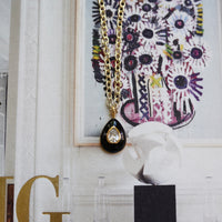 Pre Order: Noir Enamel Teardrop Bezel Charm