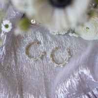 petite mother of pearl wildflower hoops