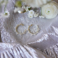 petite mother of pearl wildflower hoops