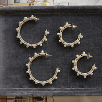 petite mother of pearl wildflower hoops