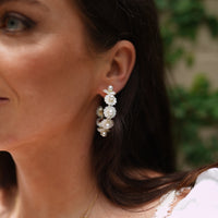 petite mother of pearl wildflower hoops