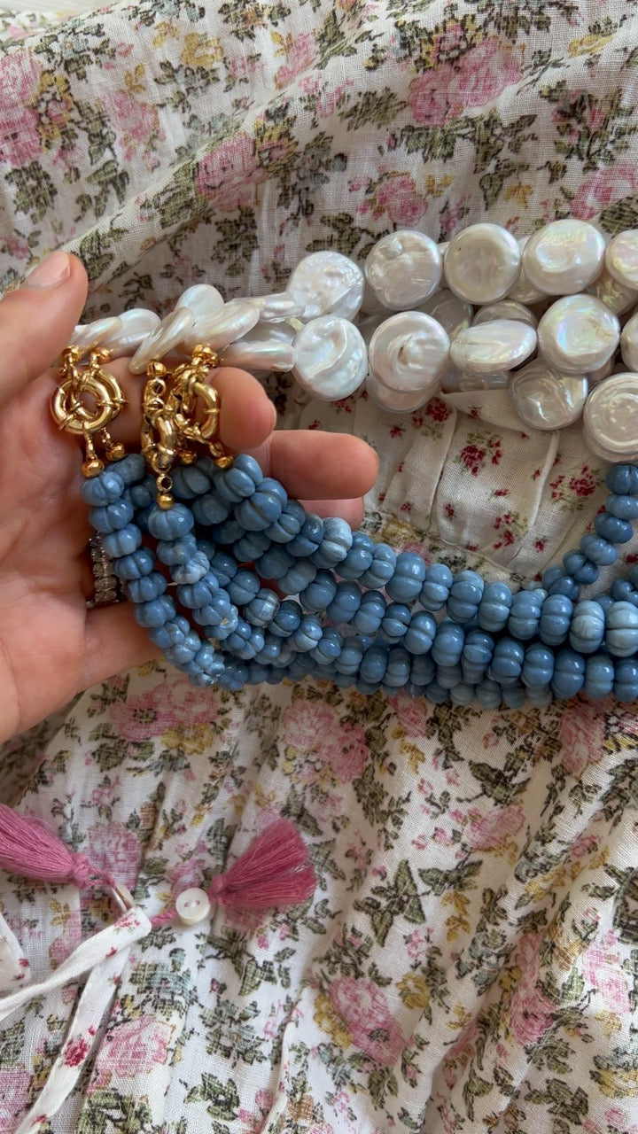 Limited Edition: Denim Opal & Freshwater Coin Pearl Necklace