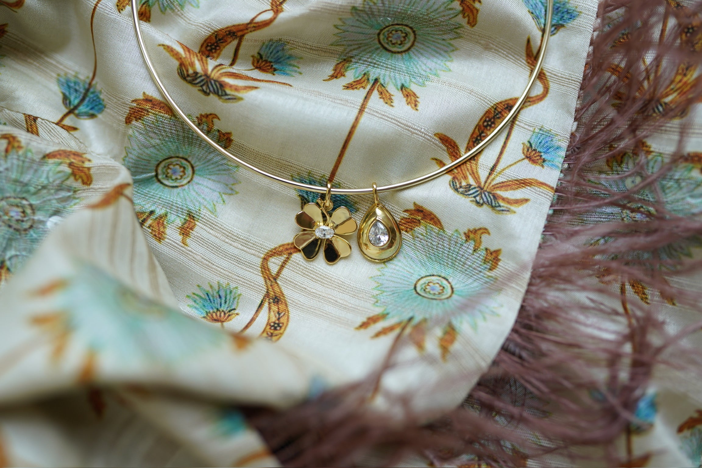 Golden Teardrop Bezel Charm
