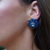 Lapis Flower Studs