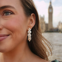 petite mother of pearl wildflower hoops