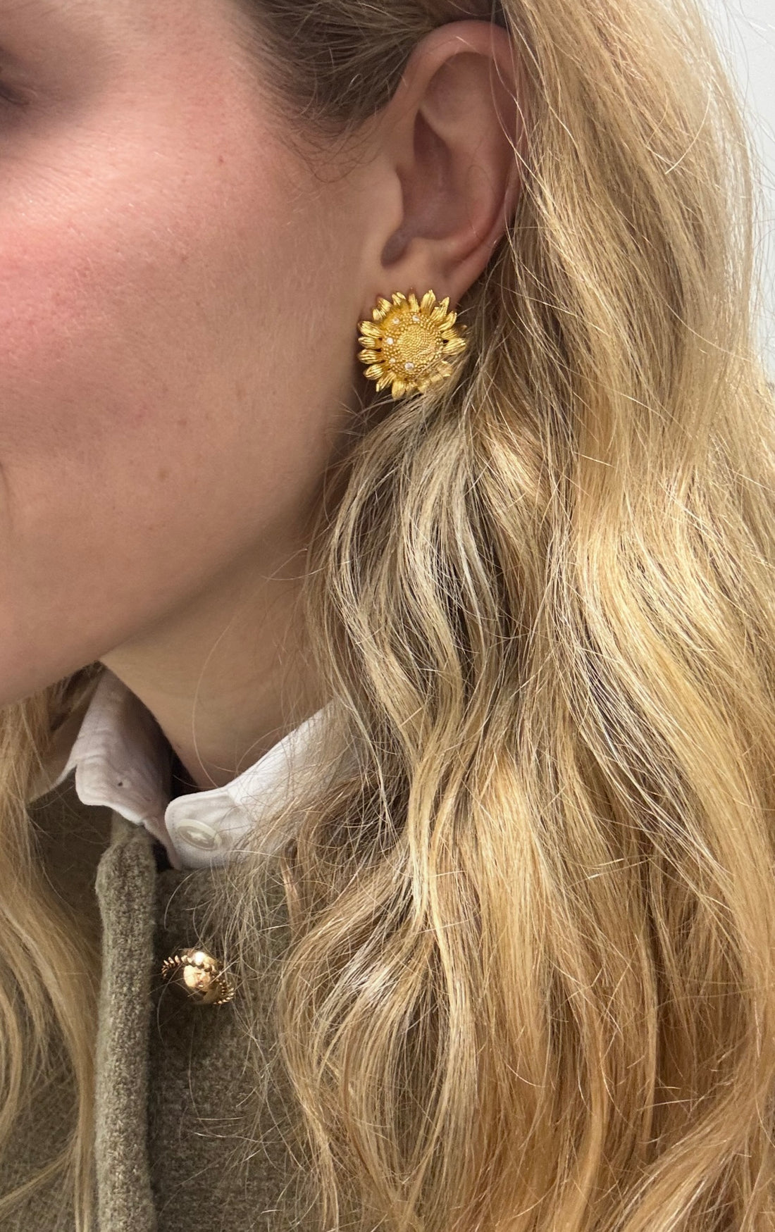 Petite Embellished Golden Sunflower Studs