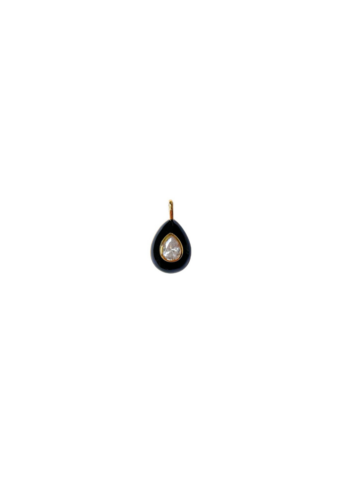 Pre Order: Noir Enamel Teardrop Bezel Charm