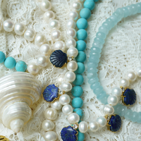 Limited Edition: Freshwater Pearl Coin & Blue Beaded Necklace