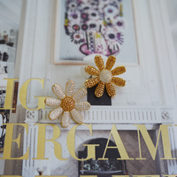 Canary & Blanc Mismatch Daisy Stud