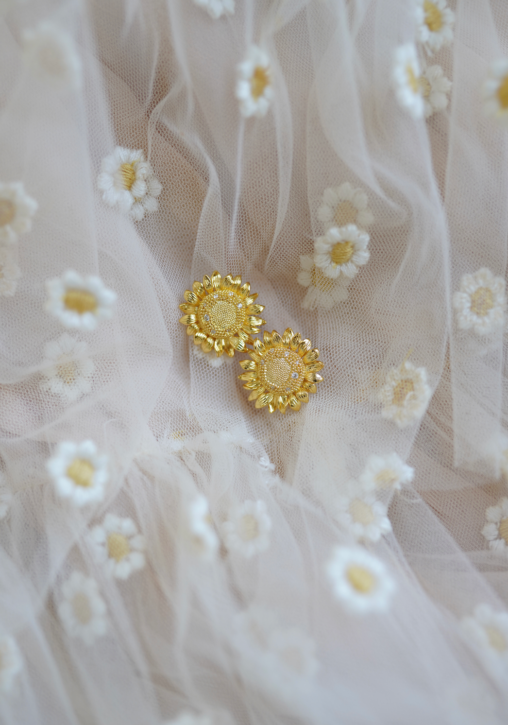 Petite Embellished Golden Sunflower Studs