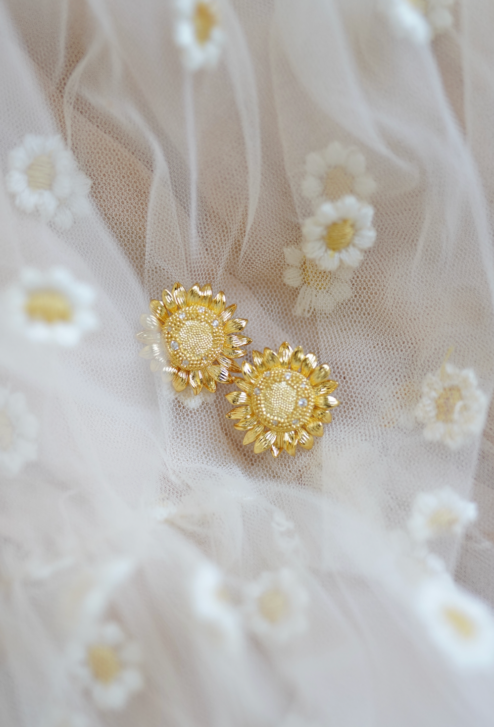 Petite Embellished Golden Sunflower Studs
