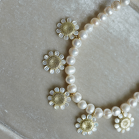 Pearl and Mother of Pearl Daisy Necklace