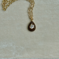 Chocolat Enamel Teardrop Bezel Charm