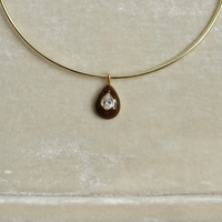 Chocolat Enamel Teardrop Bezel Charm