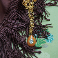 Caramel Enamel Teardrop Bezel Charm