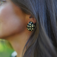 Noir Embellished Pebble Studs