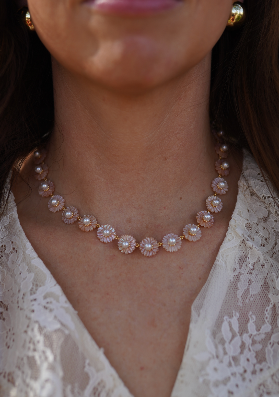 Petal Mother of Pearl Wildflower Necklace