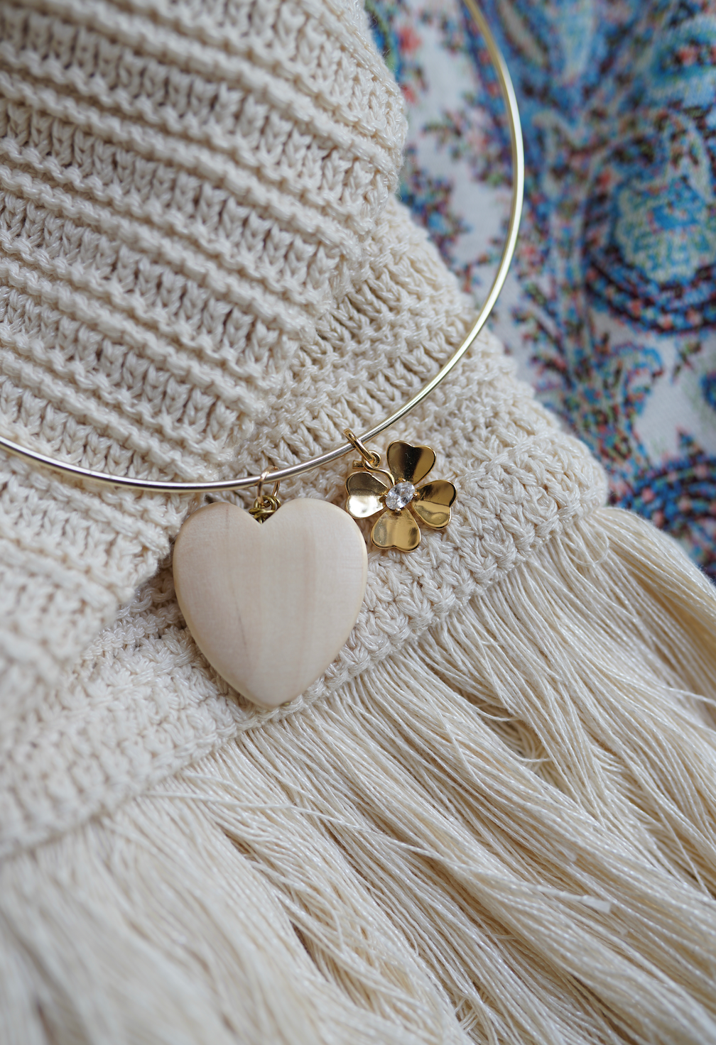 Ivory Wooden Heart Charm