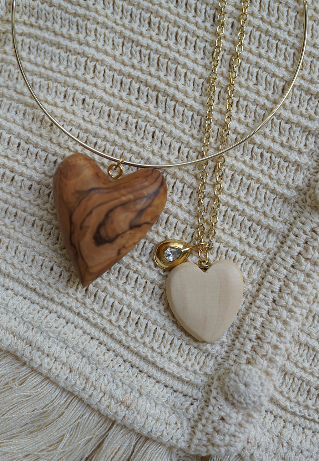 Ivory Wooden Heart Charm