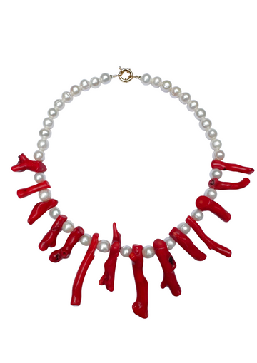 Pre Order: Freshwater Pearl & Red Coral Necklace